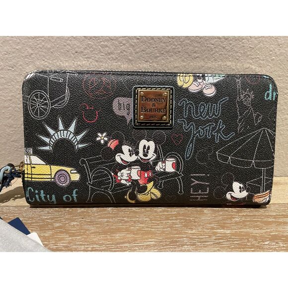 Dooney & Bourke Disney New York City NYC Tote Zip Around Wristlet Wallet Mickey - Picture 4 of 5